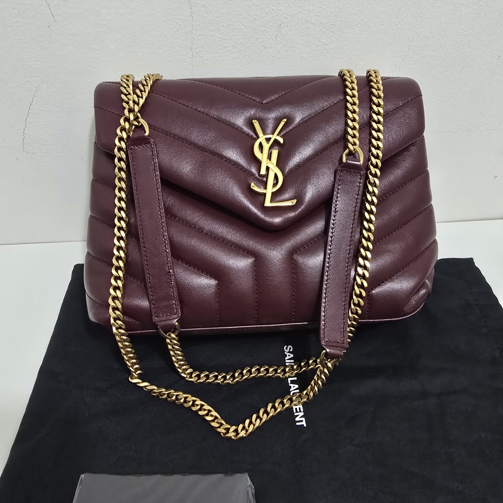 Saint Laurent LouLou Medium Quilted Leather Crossbody -  Red/Gold